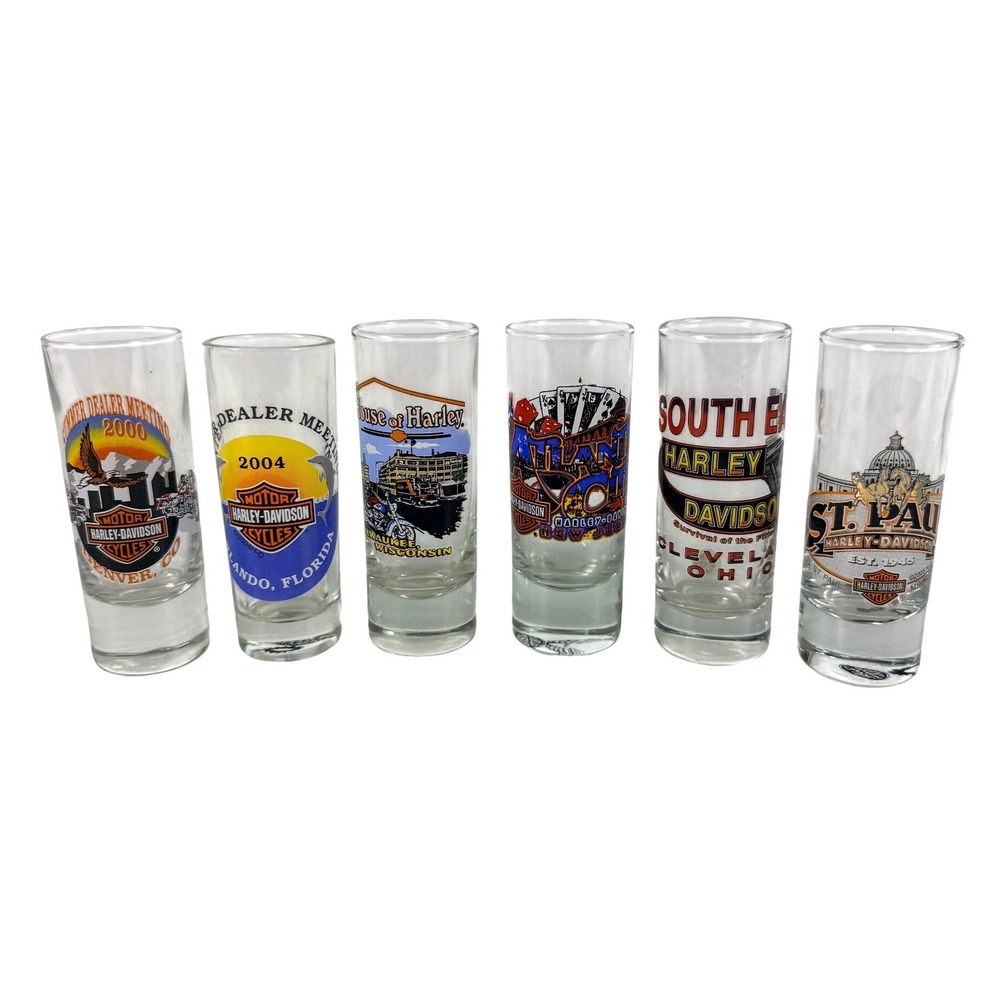 6 Harley-Davidson Dealer Shot Glass Travel State Destination House of Harley
